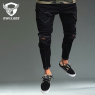 EAGLADE Ripped Skinny Slim Fit Jeans for Men 1010 in Black Stretchable