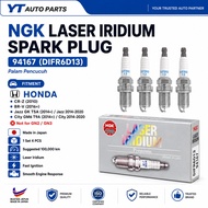 NGK Laser Iridium Spark Plug DIFR6D13 94167 Honda City Jazz BR-V CR-Z 1 Set 4PCS Made In Japan