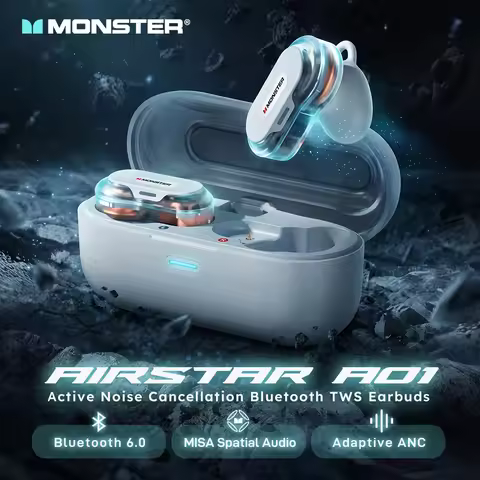 Monster AirStar A01 ANC Earbuds Spatial Audio Bluetooth 6.0 TWS Wireless Earphone Adaptive Active No