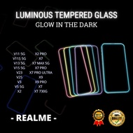 TEMPERED GLASS LUMINOUS GLOW IN DARK Good QUALITY <READY MANY TYPES hp> REALME V11 5G-V11S 5G-V13 5G