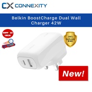 [NEW] Belkin BoostCharge Dual Wall Charger 42W Fast Charging Adapter Dual Port Adapter Belkin Travel