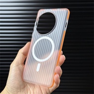 Magnet Case For OnePlus 13 Case Wireless charge Matte Transparent Luggage Stripe Slim Cover For OneP
