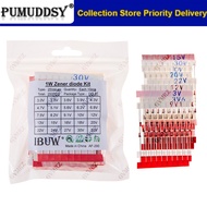 250PCS 25Values 1W Zener Diode Kit 3.0V-33V DO-41 for Voltage Regulation Electronic Projects