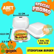 Sterofoam Burger 1 Ball isi 200Pcs - 200 Pcs Styrofoam Kotak Kecil 12,5cmx11cmx3,5cm Berger Gabus Ko