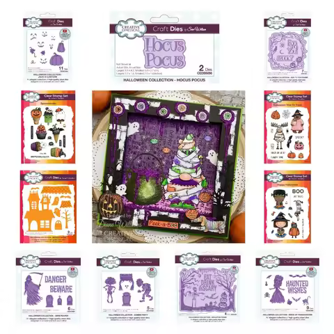 Halloween Picture Frame Craft New Dies Stamps Set Ghost Bride Skeleton Hocus Pocus Boo to You Mold D