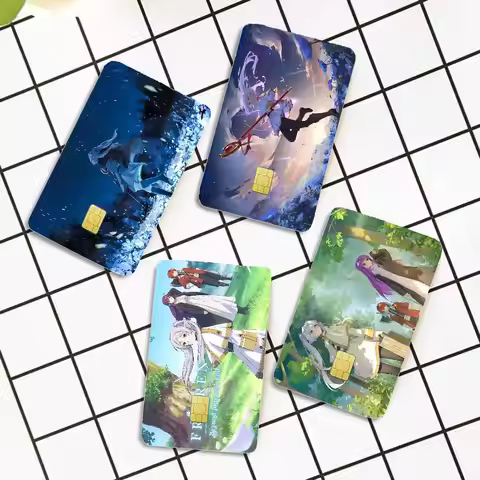 Anime Frieren Credit Card Skin Stickers No Adhesive Residue Water Proof For VISA Credit Card Subway 