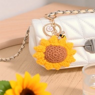 Sunflower Bee Alphabet Pendant Keychain - Knitted Bag/Car Key Decor, Daily Wear, Ideal for Birthday 