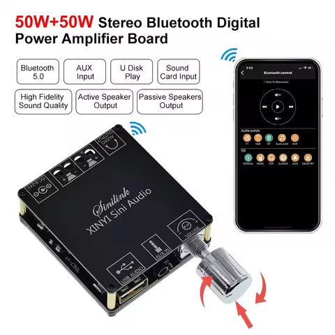 XY-C50L MiNi 50W*2 Bluetooth 5.0 Wireless Audio Digital Power amplifier Stereo board Bluetooth Amp A