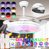 Modren RGB Ceiling Fan with Light APP bluetooth Music Fans Light Bedroom Smart Ceiling Lamps With Remote Control