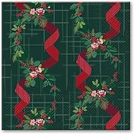 Punch Studio Cocktail Napkins for Entertaining, Winter Florals, Green Christmas Theme Paper Beverage