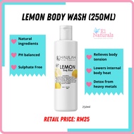 Khaulah Natural Lemon Body Wash (250ml) Mandian Semulajadi Detox Magnesium Epsom Salt Bath