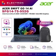 Acer Swift Go 14 Ai SFG14-75-952G 14" WUXGA Oled Laptop Steam Blue ( CU9 288V, 32GB, 1TB SSD, Intel,