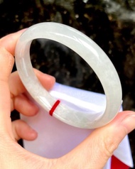 冰種 緬甸翡翠 A玉 玉鐲 • 糯冰種純白翡翠福鐲