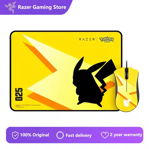 Razer DeathAdder Essential Wired Gaming Mouse + Soft Mice Mat Medium Bundle Pokemon Pikachu Limited 