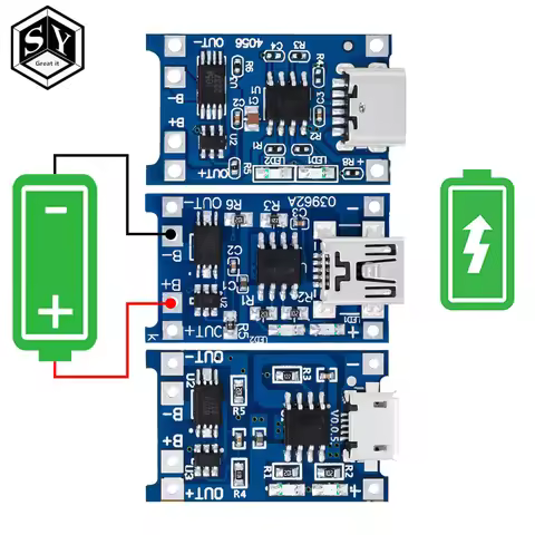 1PCS 5V 1A Micro USB 18650 type-c Lithium Battery Charging Board Charger Module+Protection Dual Func