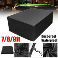 RHYTHM Billiard Table Cover, 7/8/9 Feet Oxford Cloth Pool Table Dust Cover, Durable Black with Draws