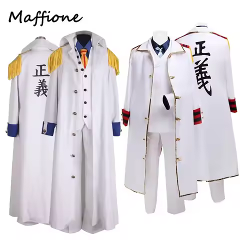 2025 New Anime One Cos Piece Kuzan Aokiji Cosplay Costume Kapu Role Play Shirt Vest Pants Tie Windbr