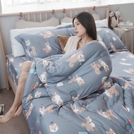 輕柔針織全鋪棉3.5尺單人床包枕套+雙人6x7尺棉花糖捲捲被三件組