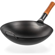 YOSUKATA Carbon Steel Wok Pan - 14"/36 cm Woks and Stir Fry Pans - Chinese Wok with Round Bottom Wok