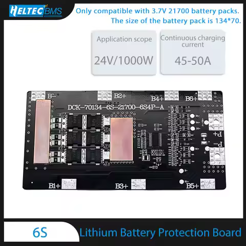 HelteBMS 6S 50A Lithium Battery Protection Board Overcharge/Over discharge/Short circuit protection 