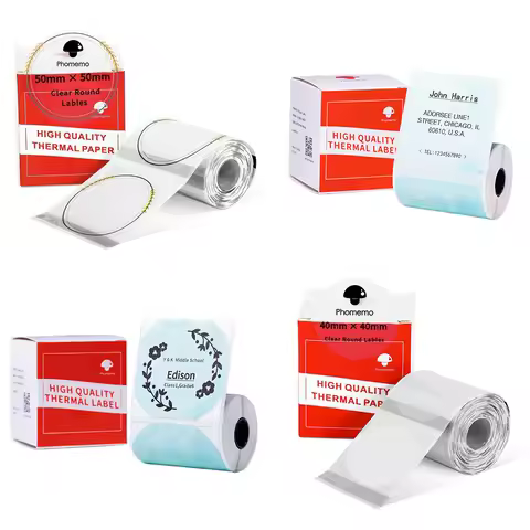 Phomemo M110 Self-Adhesive Label Paper for Phomemo M110/M200 Label Printer Sticker Transparent Round