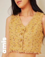 AMIS-AM2401 เสื้อกั๊กทรงครอป Mari gold Tweet