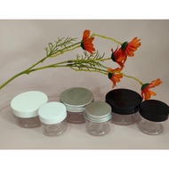 50-100 Clear PET plastic jars with cosmetic lining and aluminum lid, black, white 50g / 100g - Jars 