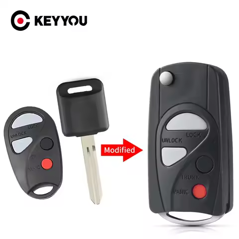 KEYYOU Modified 4 Buttons Key Shell Remote Case FOB For Nissan Sunny A33 Cefiro Teana Versa Livina S