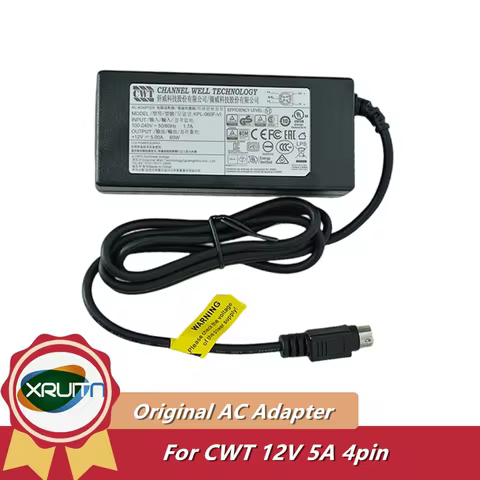 100% Genuine CWT KPL-060F-VI Channel Well AC Adapter Charger 12V 5A 60W 4PIN KPL-060F For Hikvision 