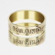 冰島硬幣戒指 1 克朗 1957-1975 男士硬幣戒指 女士硬幣戒指