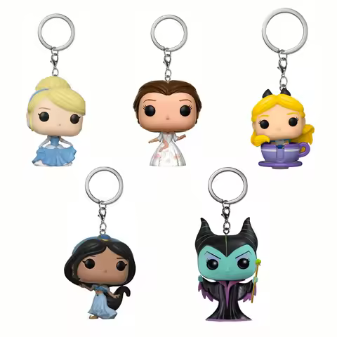 New Model Fairy Tale Princess Keychain PVC Figure3D Vinyl Backpack Pendant Keyring Collection Party 