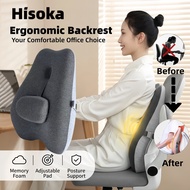 Hisoka Ergonomic Lumbar Support Cushion Memory Foam Adjustable Back Rest Pad for Office Chair Car WF