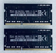 95%新 原裝 SKHynix DDR3 PC3L-12800S 8Gb kit(4Gb x2) 1600MHz SODIMM 低電壓 記憶體 Laptop 筆記本用 *Macbook Pro iMa