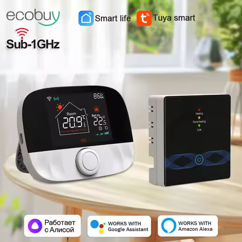 Tuya Smart Home Wifi Boiler Thermostat Wireless Wifi Heating Controller Gas Battery Powered Temperat