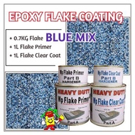 BLUE MIX FLAKE • Epoxy Flake Coating Set • Refurnishing Floor • No Hacking • Waterproofing