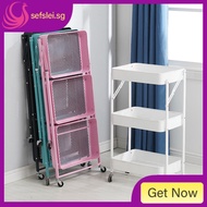 Kitchen Storage Rack Small Trolley Mobile Shelf Multi-layer Storage Shelf Foldable Multi-layer Storage Trolley