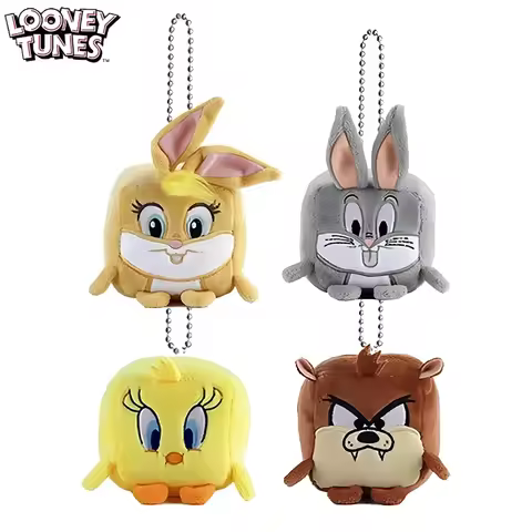 Square Looney Tunes Plush Keychain 7cm Bugs Bunny Tweedy Bird TAZ Christmas Gift Soft Cute Cartoon P