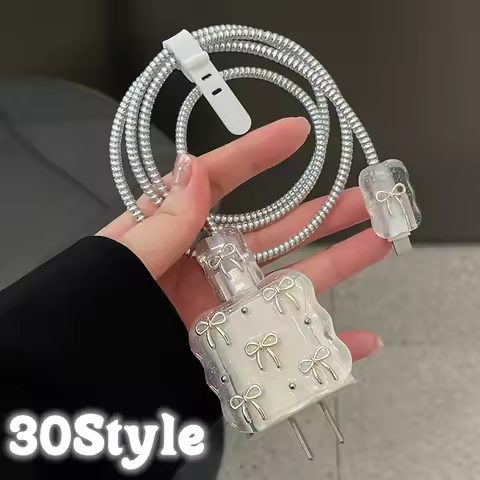 1-30Style Shell For Apple 18/20w Charger Protective Case iPhone 16/15PM Data Cable Winder Head Prote