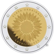 Latvia Year Sunflower 2 Euro Commemorative Coin Brand New Foreign Currency Foreign Currency Coin拉脱维亚