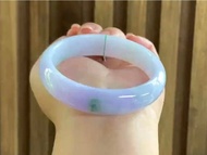 冰種玉鐲 天然翡翠玉鐲 A玉 手鐲 • 糯冰種紫羅蘭飄花翡翠福鐲