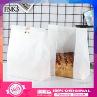 [Ready stock]  Bakery Storage Solution Pe Transparent Film Bread Bags 50pcs Food-grade Kraft Paper Bread Bags with Window for Bakery Packaging Durable Toast Bag for Fresh Bread Sto