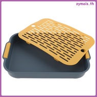 Navy PP Litter Box with High Fence for Small Pets Training zymais