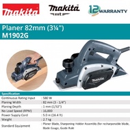 Makita 580Watt Electric Planer 82MM (3¼") x 1mm M1902G - 100% Original - 1 Year Local Warranty -