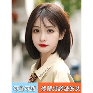 [Disyorkan] Rambut Palsu Pendek Wanita, Rambut Palsu Bob Penuh, Rambut Palsu Hitam Penuh yang Mengur