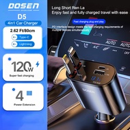 DOSEN Retractable Car Charger 4in1 120W Charging USB Type C Scalable Car Phone Charge For iPhone cha