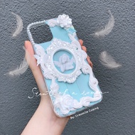 Customised Phone Case Decoden Cream Phone Case Soft Silicone Phone Case Baroque Style Blue Angel