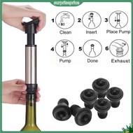 Red Wine Saver Fresh Preserver Vacuum Air Pump with 6 Silicone Bottle Stoppers