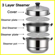 ♞,♘3 LAYER STAINLESS STEEL STEAMER 30cm/28cm &amp; 26cm STEAMER SIOMAI &amp; SIOPAO STAINLESS STEEL STEAMER