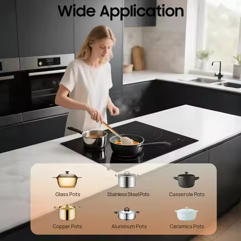 Ceramic Cooktop 3 Burners 2600W Electric Cooktop Built-in Countertop 9 Heating Levels 0-120min Timer
