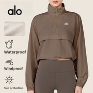 Alo Windproof Jacket Thin Casual Sunscreen Yoga Wear Top Long Sleeve Loose Sports Jacket Women